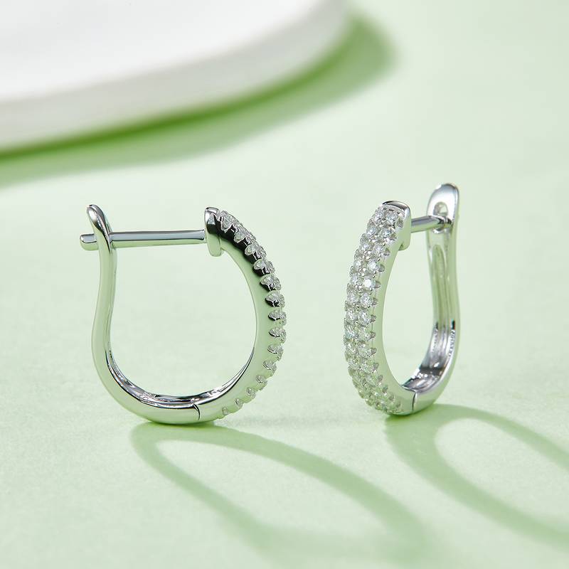 双排对半耳环S925银Moissanite厘石D级0.28ct